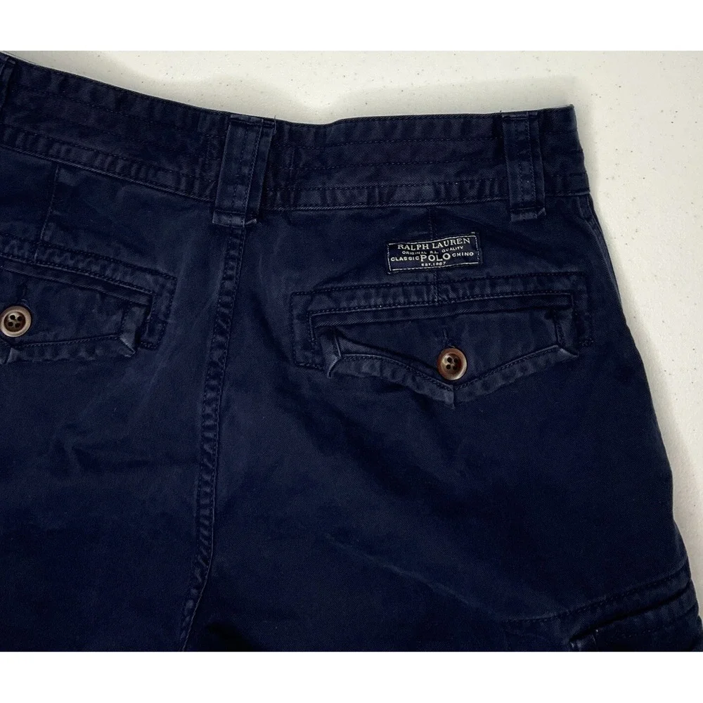 Polo Ralph Lauren Cargo‎ Shorts Heavy Cotton Pockets Navy Men Sz 29 Pony